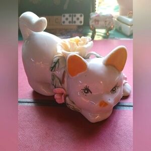 Floral Ceramic Cat Figurine